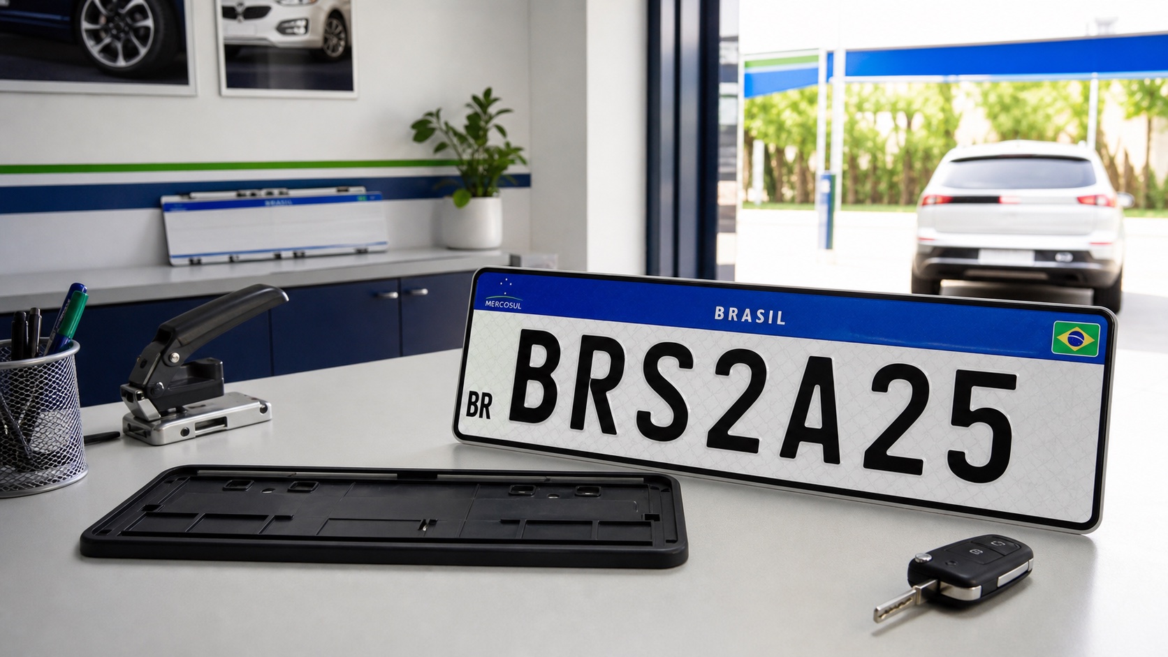 Exemplo de estampagem de placa Mercosul